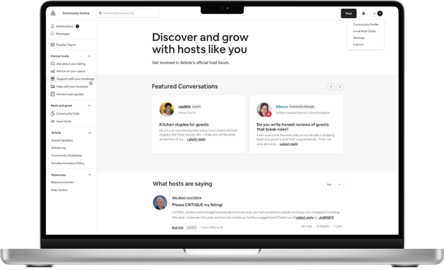 Airbnb community navigation redesign preview