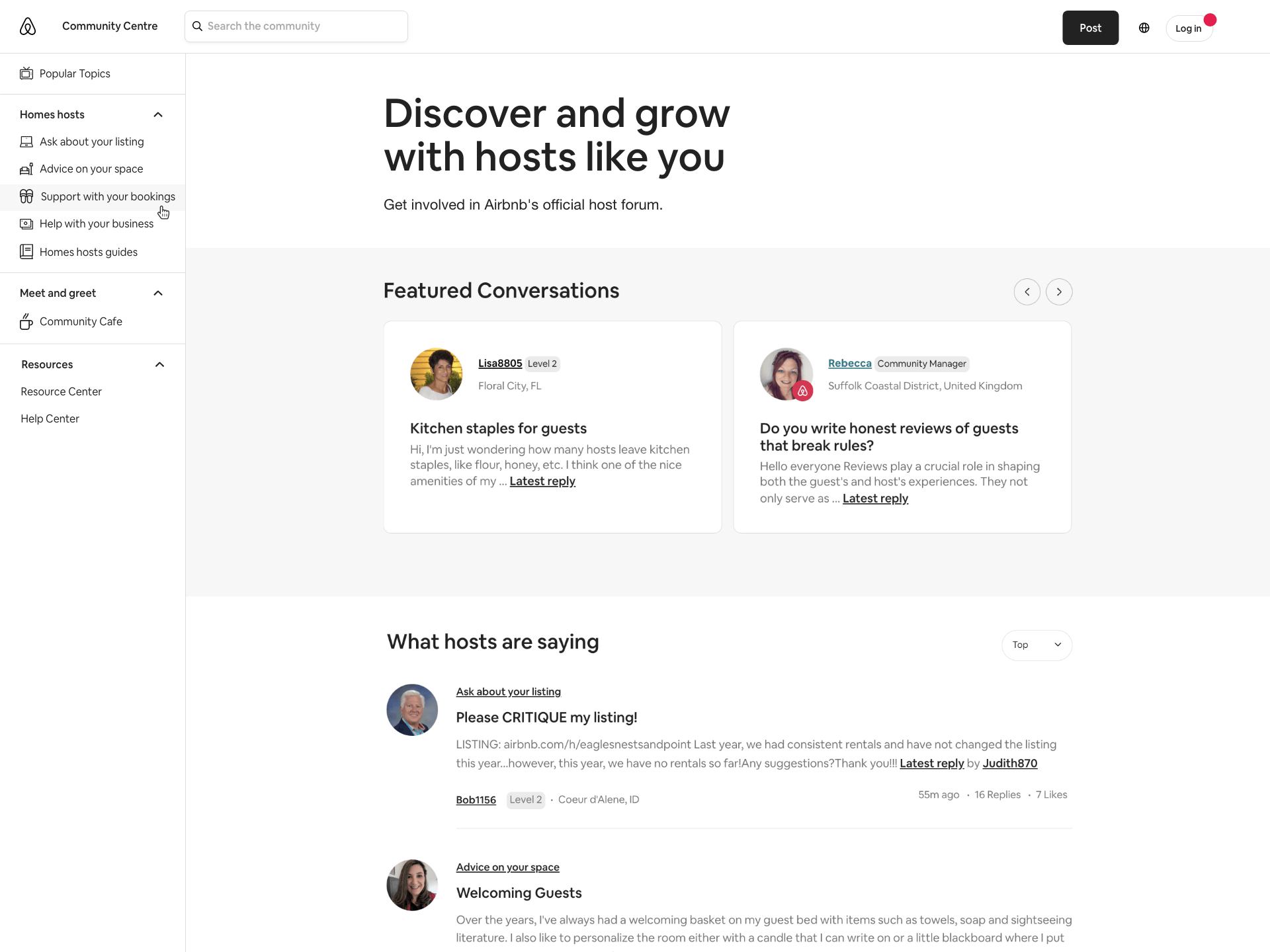 Airbnb community navigation redesign preview